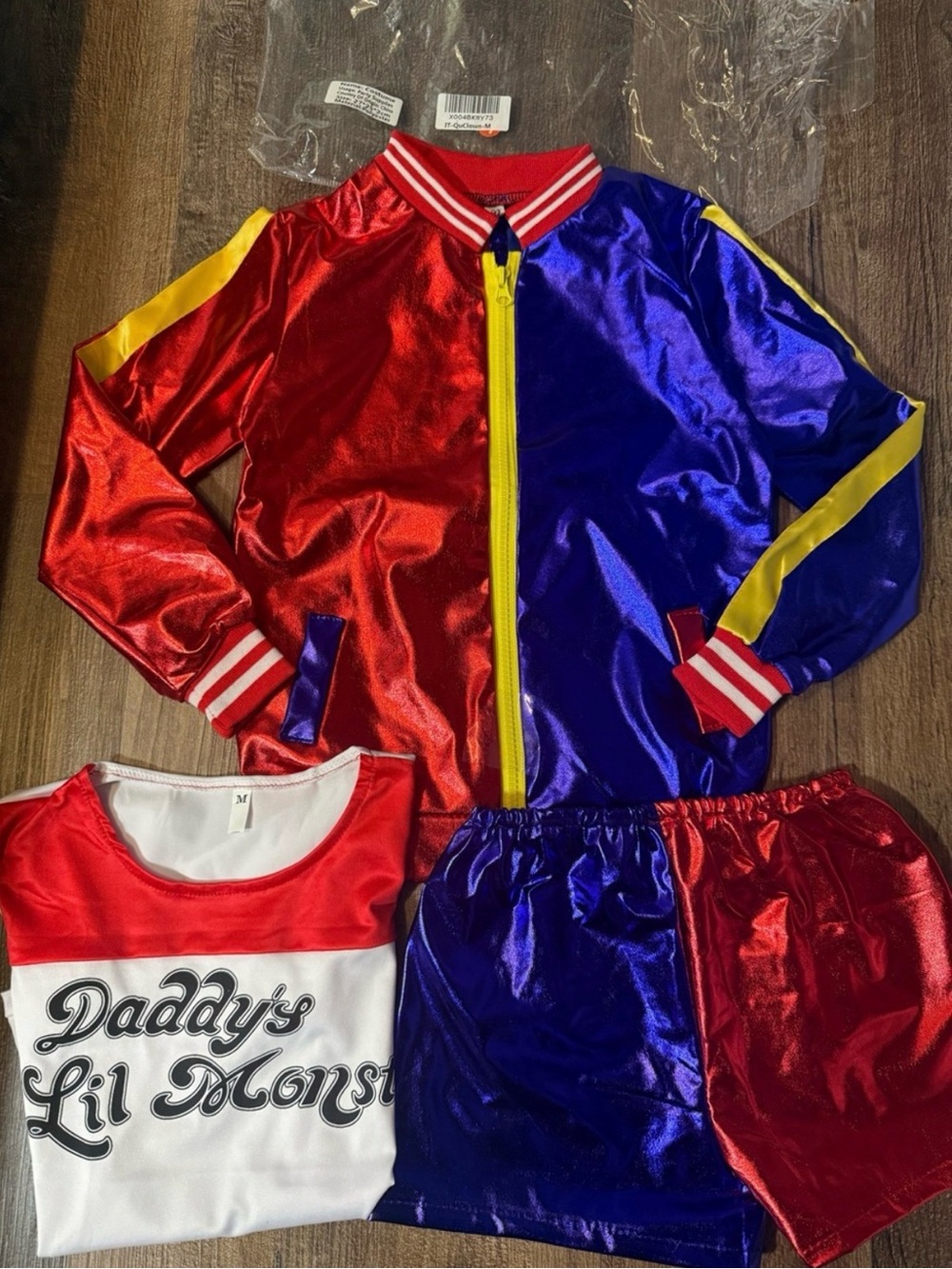 New child’s size 6 Kids Red & Blue Harley Quinn Costume